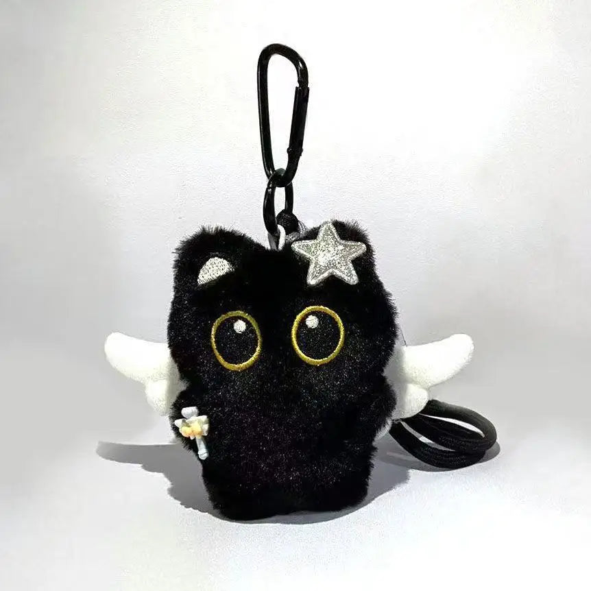 Cute Black Cat Plush Toy Keychain, Cartoon Kitten, Soft Stuffed Doll Pendant, Car Key, Backpack, Bag Decoration