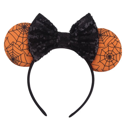 2026 Latest Halloween Cobweb Ears Headband Women Festival DIY Mouse Hairband Kids Party Villains Cosplay DIY Hair Accessories