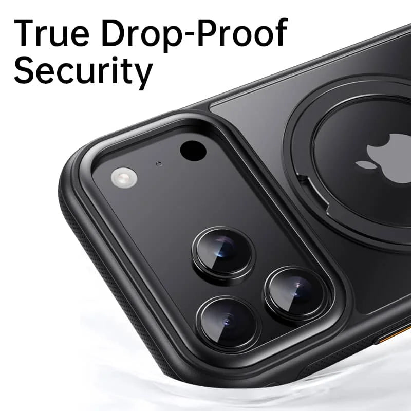 360 Spin Magnetic Stand (Pro-Version) for iPhone 17 Pro Max 17 Air Case (Compatible with Magnetic) Matte Translucent Shockproof
