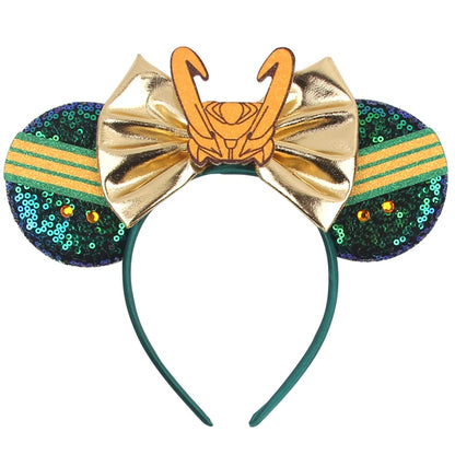 2026Latest Mickey Minnie Ear Headband Sequin Bows For Girl Adult Kids Halloween Party Cosplay Hair Accessories Princess Hairband