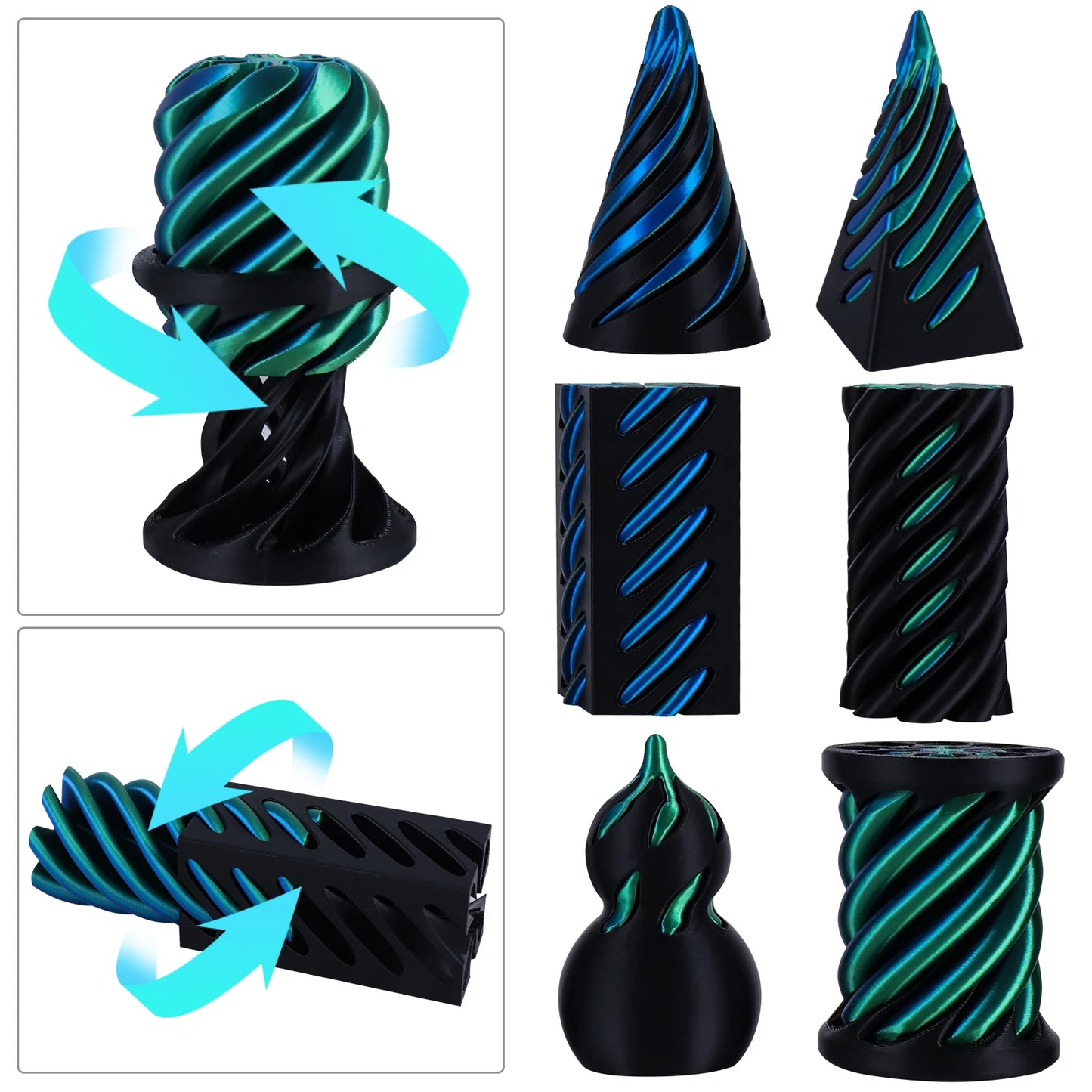 3D Printed Spiral Cone Fidget Toy Impossible Passthrough Pyramid Pillar Vortex Helix Gourd Cylinder Illusion Stress Relief