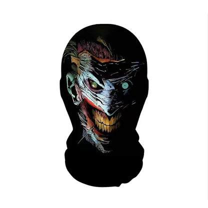 Halloween Skeleton Mask Elastic Mesh Hood Scary Party Cosplay Prop Breathable Face Cover Hood