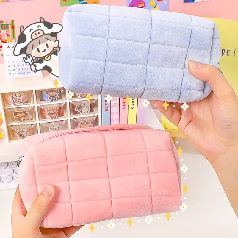 Kawaii Pencil Case Creative Pillow Bag Large Capacity Short fluff Bag for Girls School Supplies Stationery Box Cosmetic Bag
