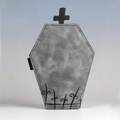 Women's Niche Coffin Shaped Handbag Wallet Double Fold Zero Wallet Unique Halloween Gift