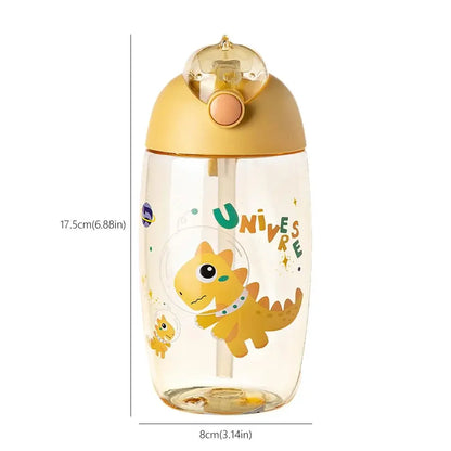 JIRO 600ML Children's Water Bottle For School Portable Cartoon Dinosaur Sippy Cup Creative Feeding Cup With Straws And Lids Drin