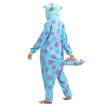 Polar Fleece Sullivan Mike Wazowski Monster Kigurumi Adults Cartoon Onesie Pyjama Costumes For Halloween Carnival Cosplay Party