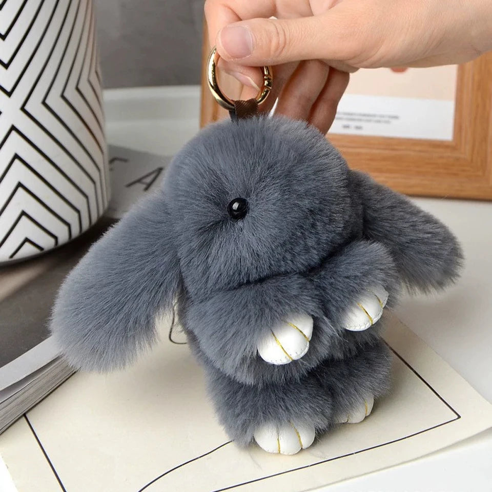15cm Women's Rabbit Fur Keychain Bag Car Pendant Jewelry Decoration Fashionable Accessory for Bags And Gifts