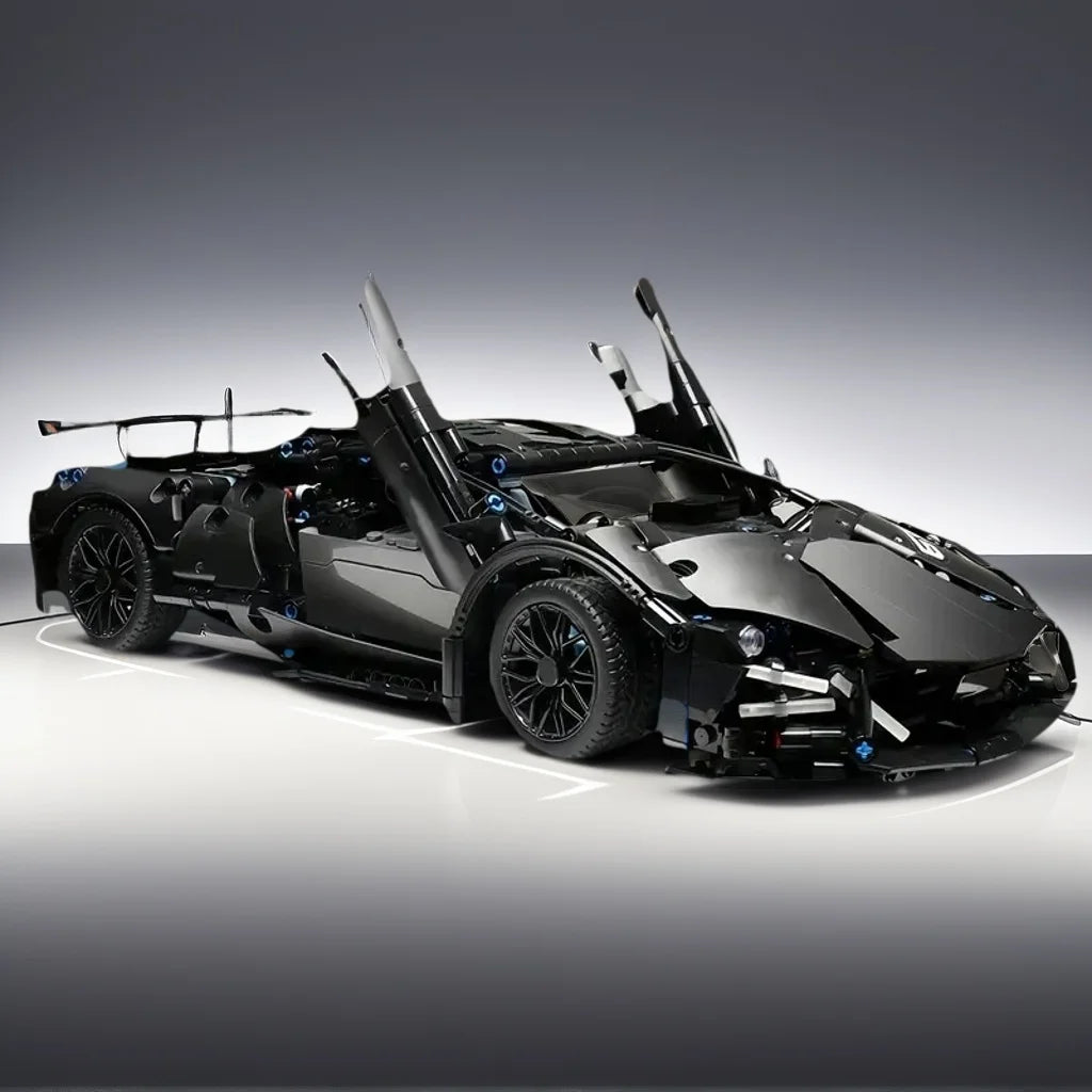 1:14 Black Sports Car Building Blocks Set 1000PCS+, Suitable for 14+, Educational Assembled Model, Home Decoration & Gift