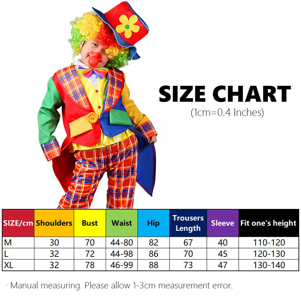 Children's Joker Costumes - Carnival Joker Jumpsuit Halloween Party, Circus Performance Costumes,