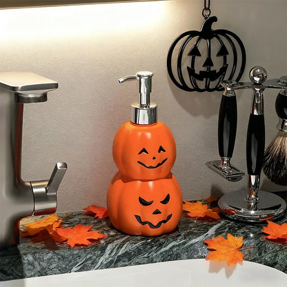 Halloween Double Layer Pumpkin Lotion Dispenser Funny Face Pump Bottle Bathroom Sink Hand Soap Holiday Desktop Decor Ornament