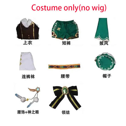 Venti Cosplay Costume Vest Shorts Hat Stockings Venti Outfits Barbatos Wendi Windy Outfits Anime Comic Con