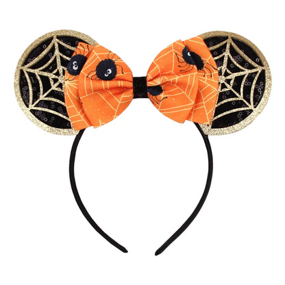 2026 Latest Halloween Cobweb Ears Headband Women Festival DIY Mouse Hairband Kids Party Villains Cosplay DIY Hair Accessories
