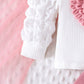 2PCS Winter New Style For 0-3 Year Old Girls, Comfortable Sweet And Cute Bubble Sleeves, Love Chapter Top + Pink Short Skirt Set
