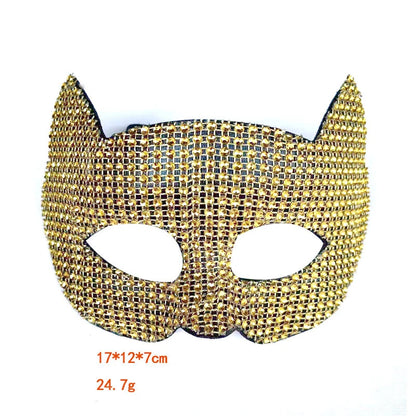 Shiny Cat Ear Masks Cosplay Halloween Party Costume Accessories Long Gloves Sexy Bling Kitten Half Masks