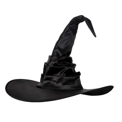 Halloween Witch Hat Black Folds Wizard Hats for Women Men Masquerade Party Carnival Costume Cosplay Props Halloween Decorations