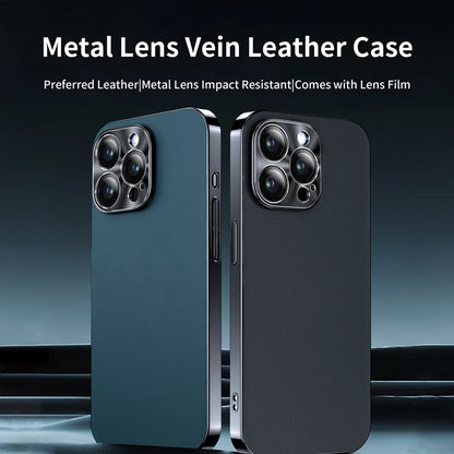 New Luxury Plating Border Solid Color Leather Shockproof Phone Case For iPhone 16 Pro Max 14 12 13 15 Pro Max Bumper Back Cover