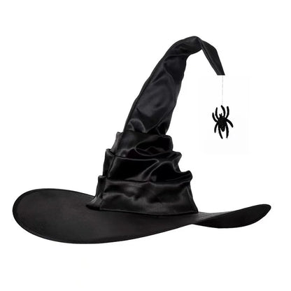 Halloween Folds Witch Wizard Black Hat Party Cosplay Costume Headgear Devil Cap Props Women Costume Accessory for Cosplay Party