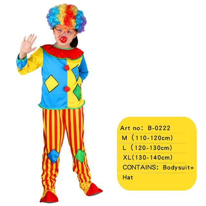 Children's Joker Costumes - Carnival Joker Jumpsuit Halloween Party, Circus Performance Costumes,