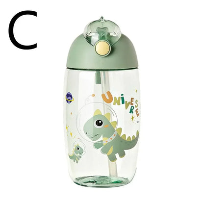 JIRO 600ML Children's Water Bottle For School Portable Cartoon Dinosaur Sippy Cup Creative Feeding Cup With Straws And Lids Drin