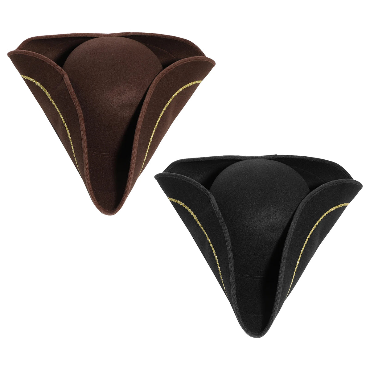 Black Brown Pirate Hat Caribbeans Tricorn Pirate Hat Halloween Cosplay Captain Hat Cap Jacks Sparrows Hat Masquerade Headgear