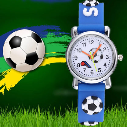 Fashion Cartoon Cute 3D Football Watch Boys Watches Kids Children Watches Silicone Sports Wrist Watch Quartz Clock Gifts for Kid