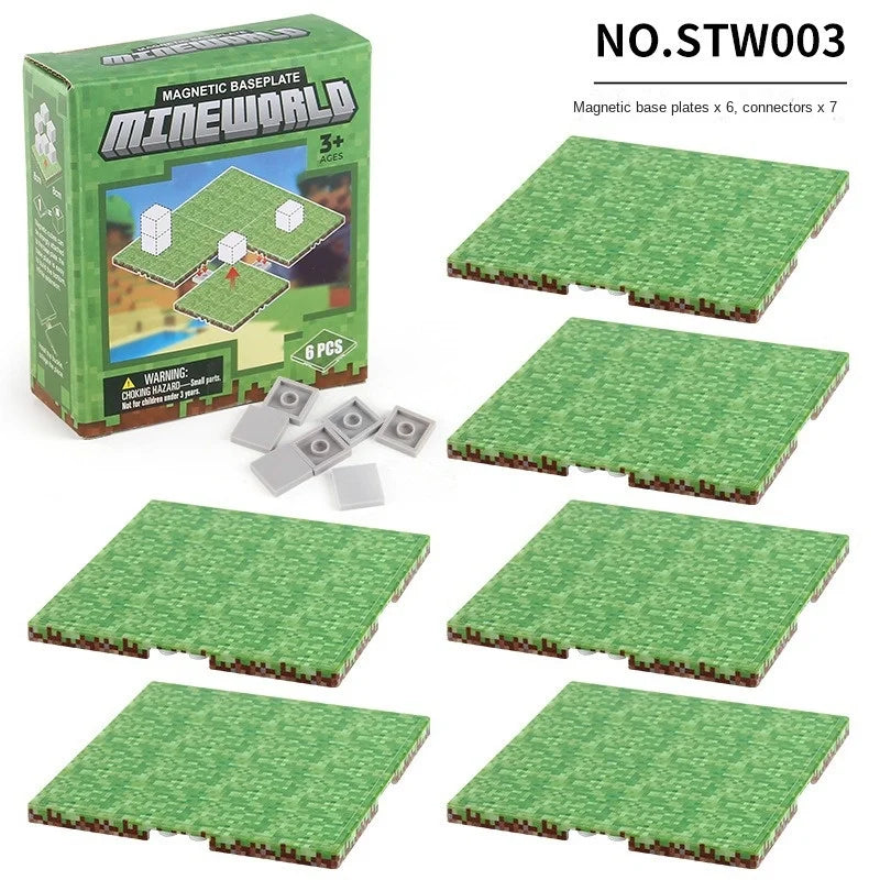 Magnetic Base Plate Variety Baseplates Match Mine World Magnetic Building Blocks Toys for Boys and Girls 3+ DIY Children Toy