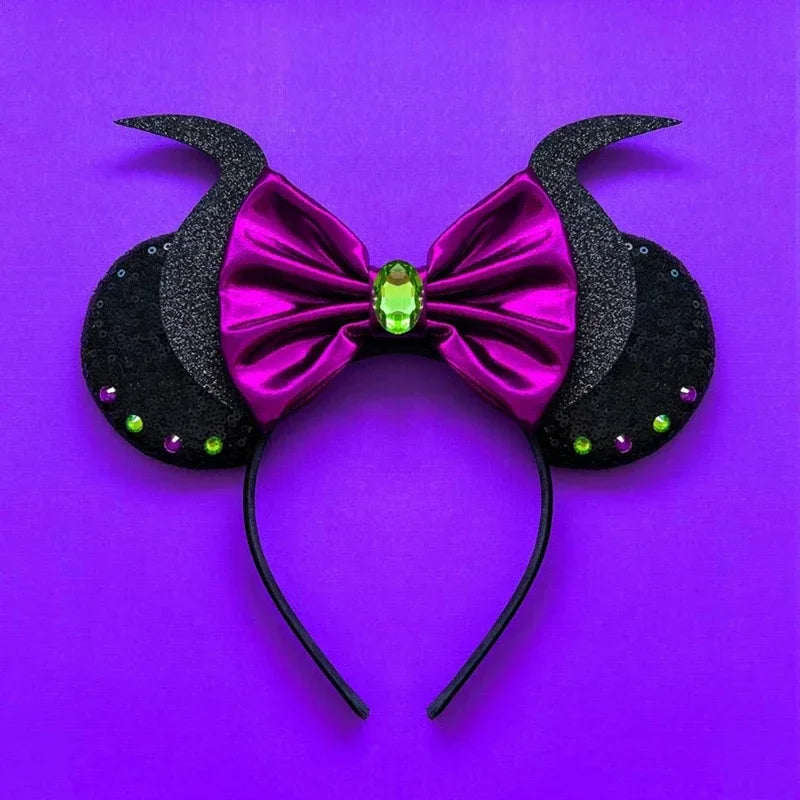 Disney Halloween Ear Headbands For Adults Kids Cosplay Bat Skeleton Maleficent Hairband Girls Ghost Women Party Hair Accessories