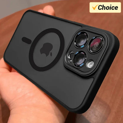 Magnetic Luxury Matte Translucent Armor Shockproof Case For iPhone 16 15 14 13 12 11 Pro Max For Magsafe Wireless Charge Cover