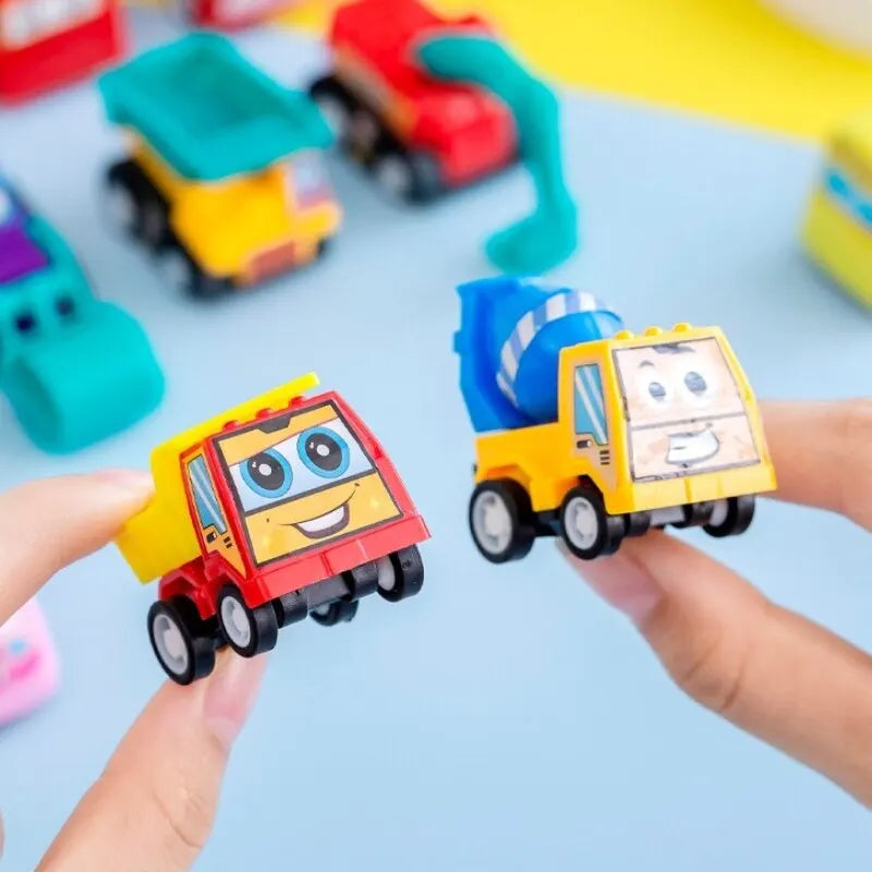 6/12Pcs Mini Inertial Pull Back Engineering Car Set Cartoon Toys Birthday Gift