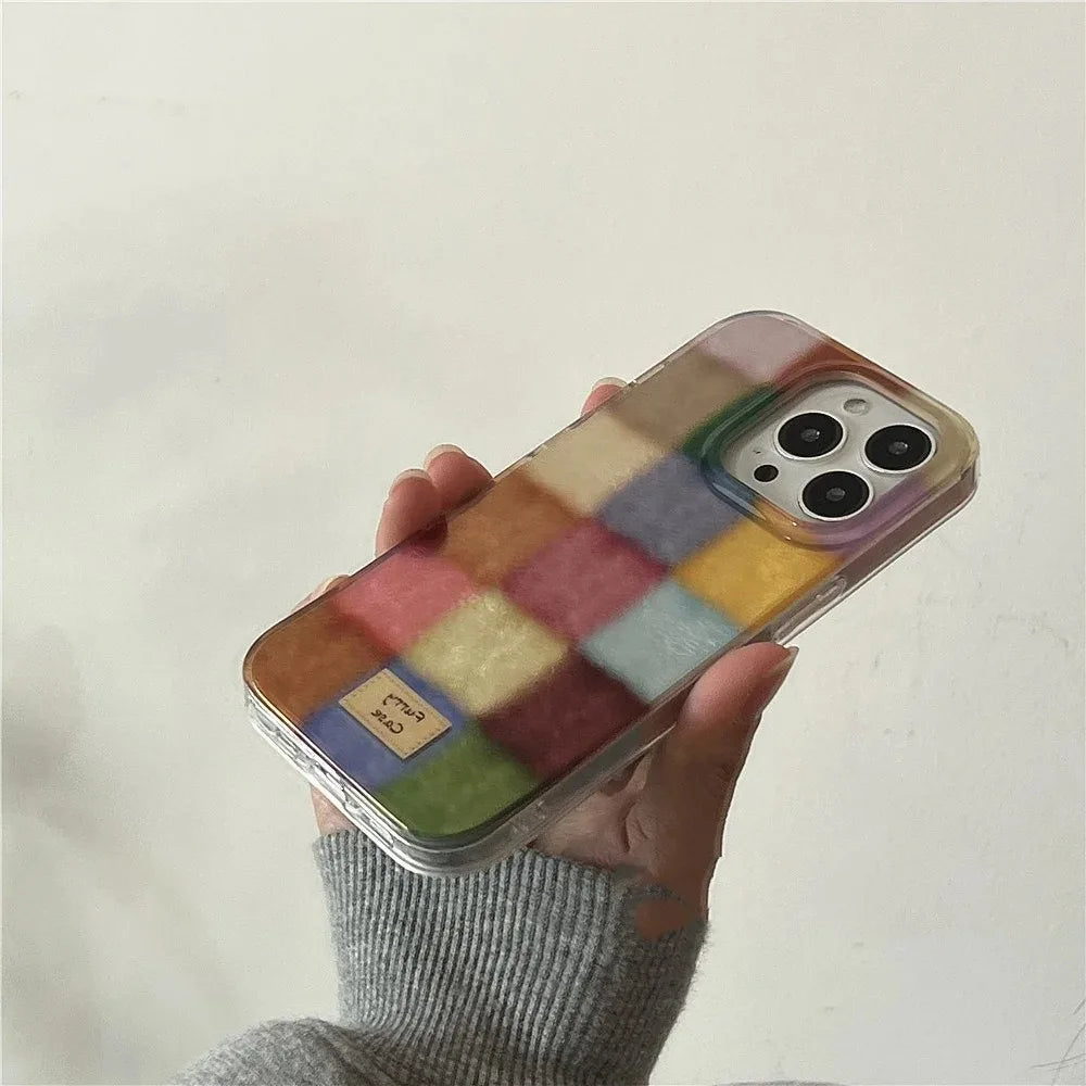 Cute Dopamine Color Block Match Plaid Clear Case For iPhone 18 17 16 15 14 13 12 11 Pro Max XS XR X 7 Plus Checkered Soft Cover