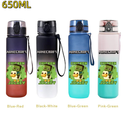 650ML Minecraft Sports Water Bottle LeakProof Plastic Cup Fitness Outdoor Shaker Drink Bottle Travel Office Jugs Birthday Gifts