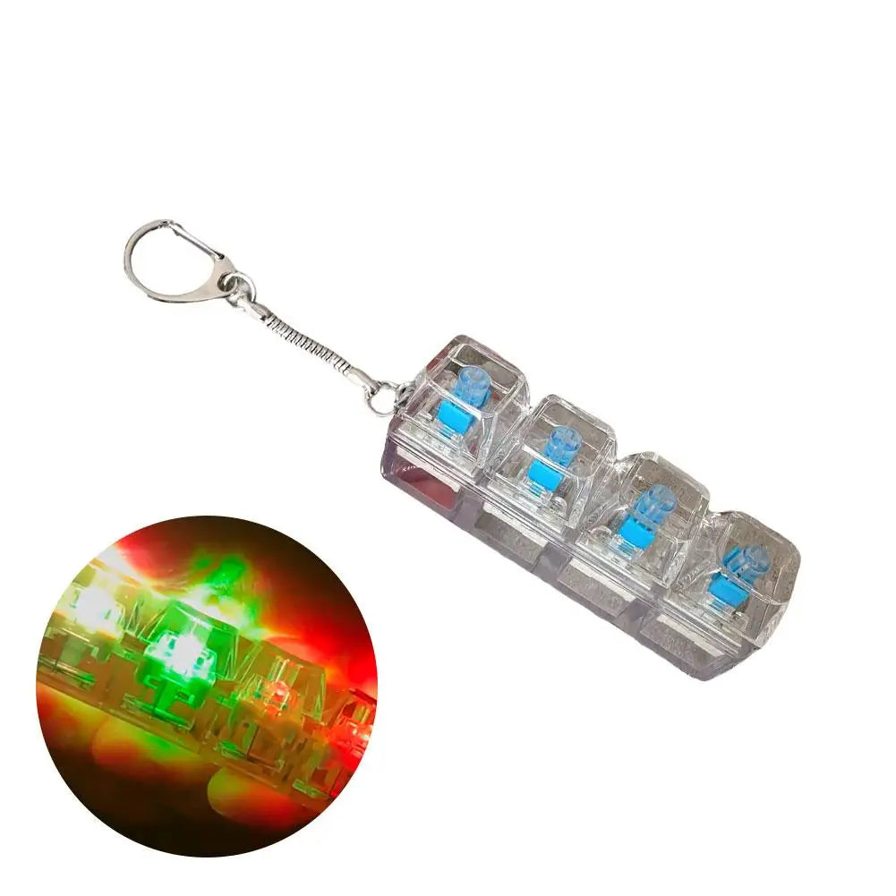 Keyboard Fidget Toys LED Crystal Keycap Keychain Stress Relief Fingertip Gadget Decompression Toys Clicker Fidget Toy