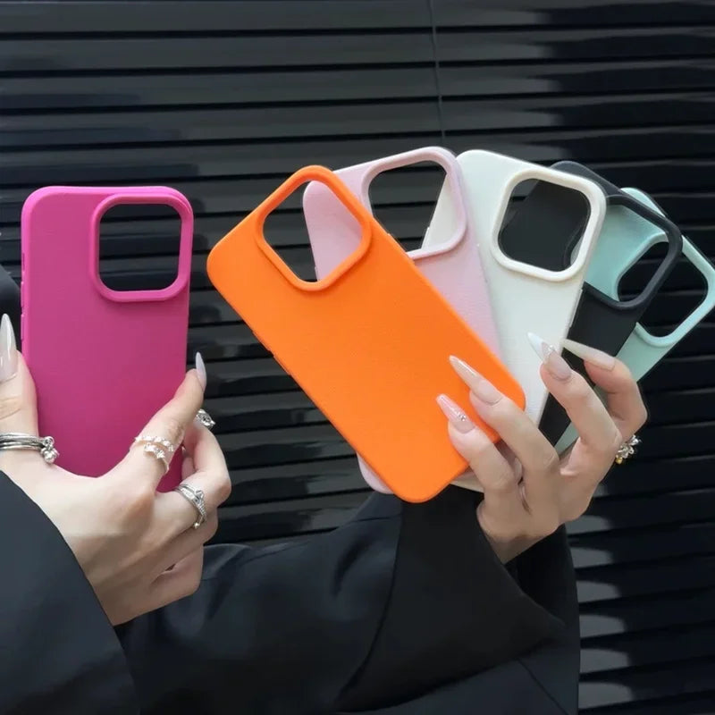 Candy Color Lichee Pattern Soft Phone Case For iPhone 18 17 Pro Max 11 12 13 14 15 16 Pro Max Air 16E X XS XR Shockproof Cover