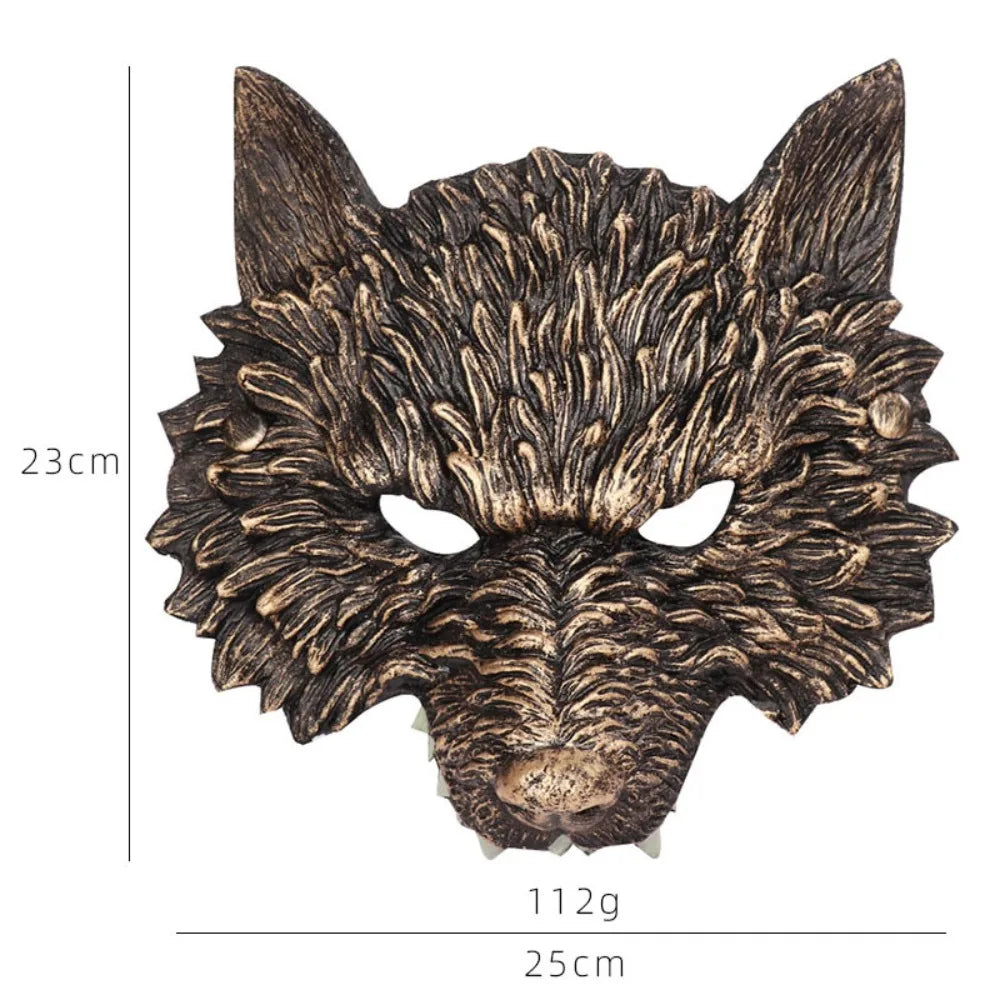 3D Realistic Werewolf Mask Soft PU Foam Wolf Head Mask Mysterious Halloween Cosplay Animal Mask Costume Prop Party Decoration