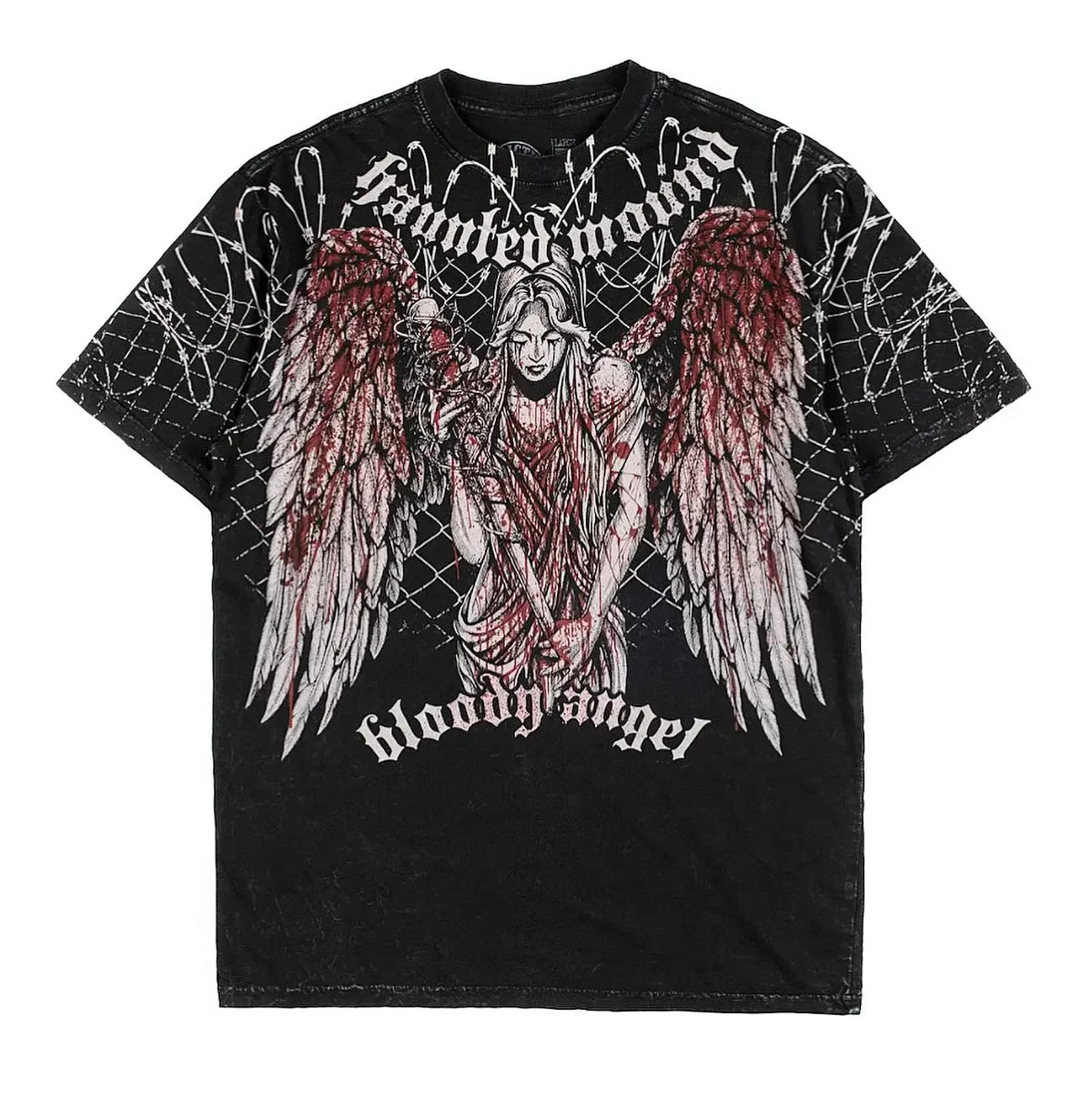 American Goth Haunted Mound Graphic T-shirt Printed Men Women Y2K Grunge Summer Short-sleeved Oversized T-shirt Streetwear Top