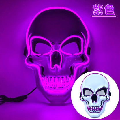 Halloween Adult Purification Mask LED Glowing Skull Terror Mask Cold Light Mask Role Playing Masquerade Ball