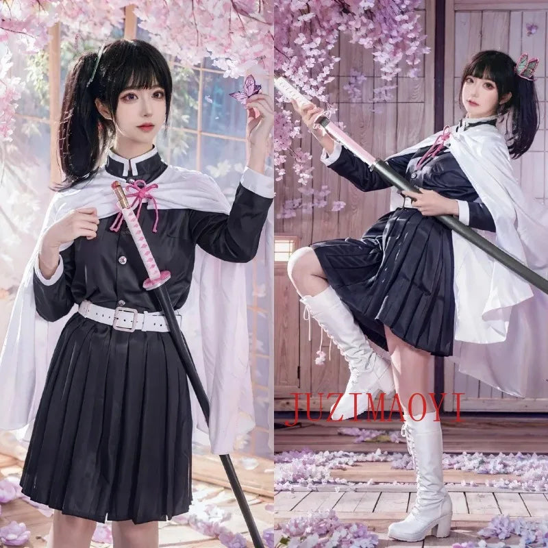 Tsuyuri Kanao Cosplay Costume Adult Anime Uniform Women Kimono Haori Wig Halloween Clothes