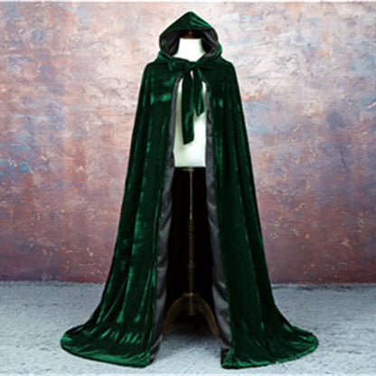 Adult Child Velvet Hooded Cape New Adult Halloween Hooded Cloak Velvet Witches Princess Black Red Velvet Hooded