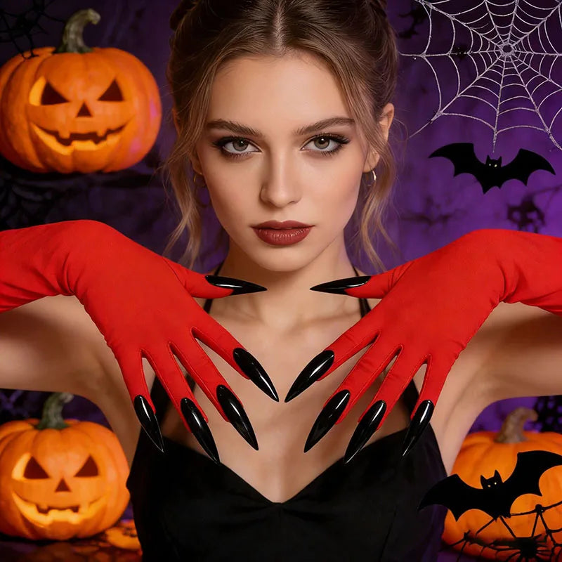 Scary Ghost Claw Halloween Black Green Red Gloves Long Nails Witch for Horror Thriller Cosplay & Costume Performances Accessorie