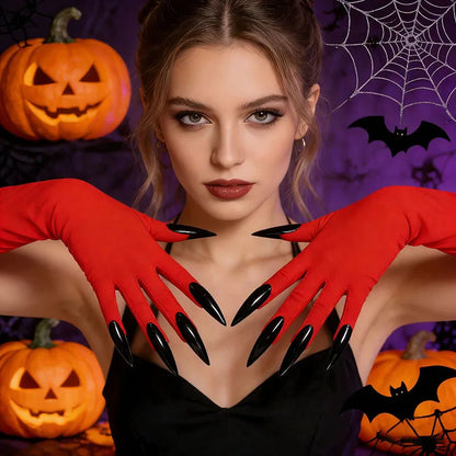Scary Ghost Claw Halloween Black Green Red Gloves Long Nails Witch for Horror Thriller Cosplay & Costume Performances Accessorie