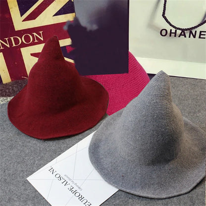 New Modern Knit Wool Wizard Hat Cap For Halloween Party Costume Halloween Witch Hat Festival Party Hat Halloween Party Hat 2023