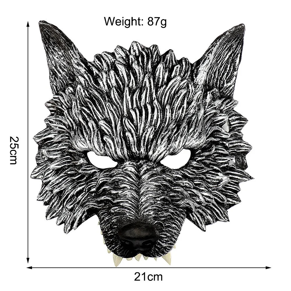 3D Realistic Werewolf Mask Soft PU Foam Wolf Head Mask Mysterious Halloween Cosplay Animal Mask Costume Prop Party Decoration