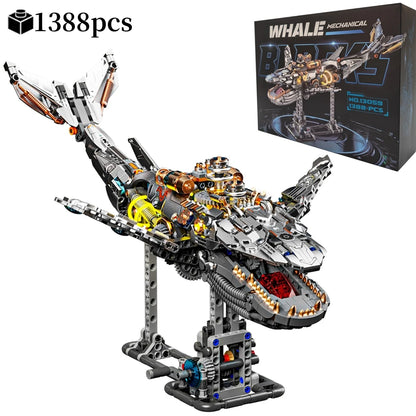 Mechanical Sea Animals Building Blocks DIY Movable Whale Octopus Manta Shark Piranha Creative Technical MOC Desktop Decor Gift