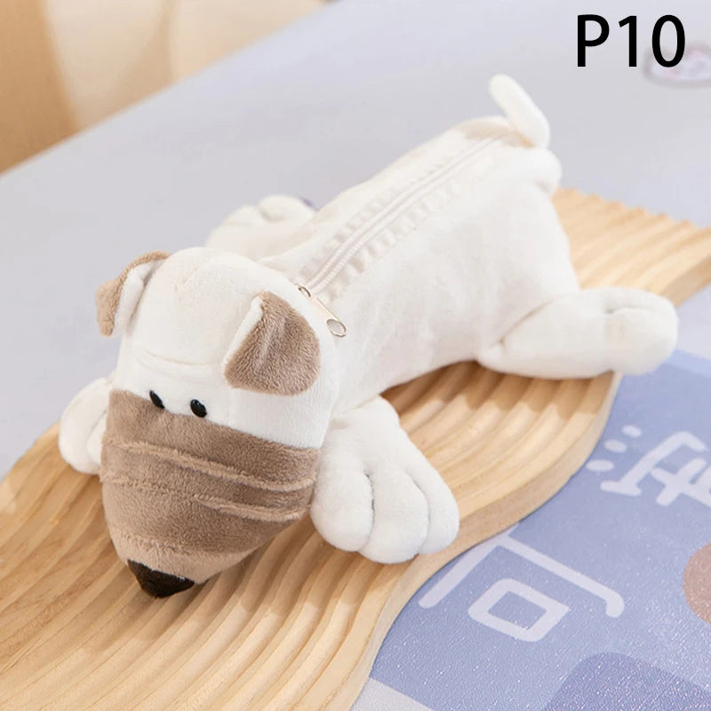 Cartoon Animal Elephant Lion Plush Pen Case For Kid School Season Large Capacity Supplies Stationery Storage Bag For Kid Gift