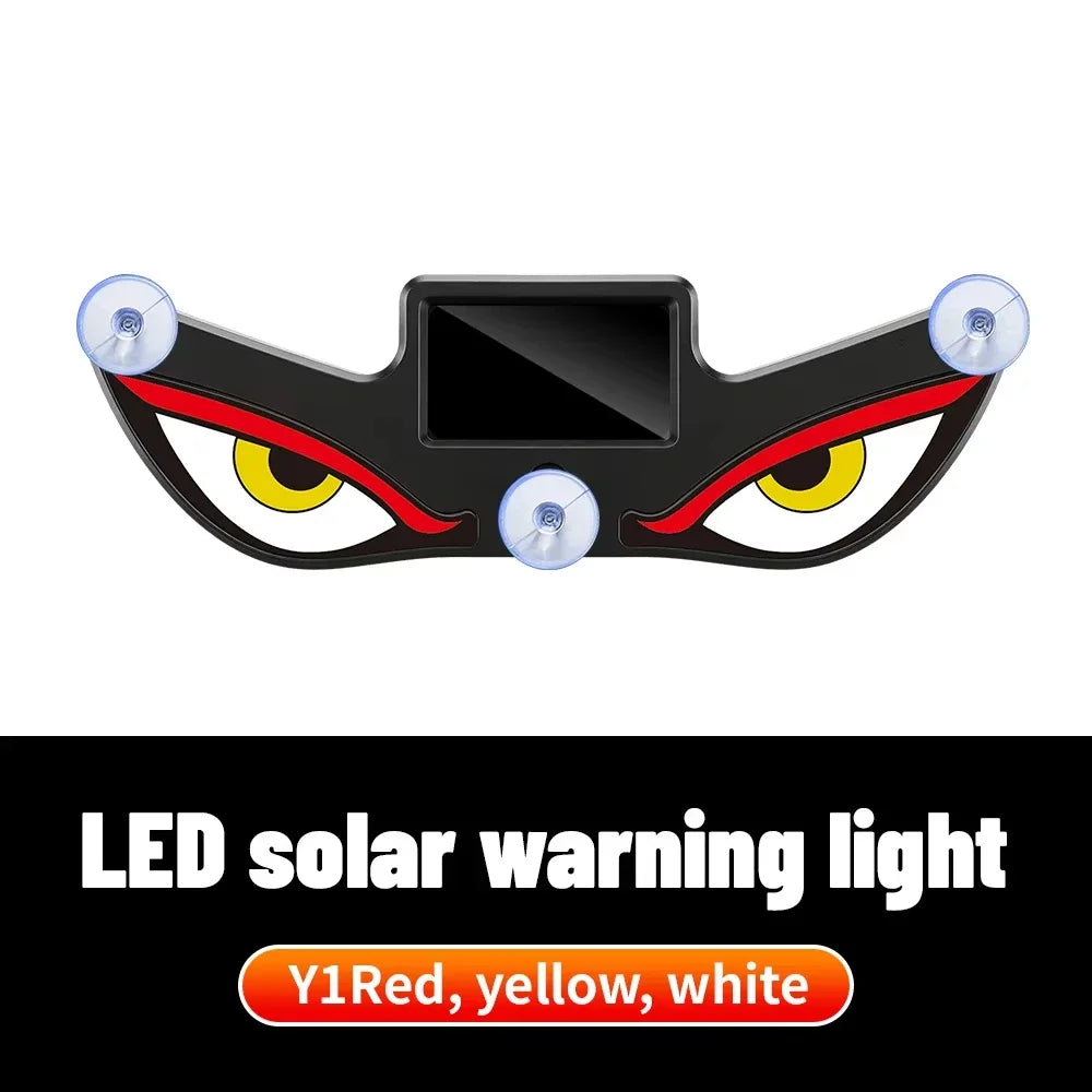 Solar Power Car Decorative Lamps Demon Eyes Light Cool Flashing Warning Light Dynamic Safety Vehicle Signal Lights for Halloween