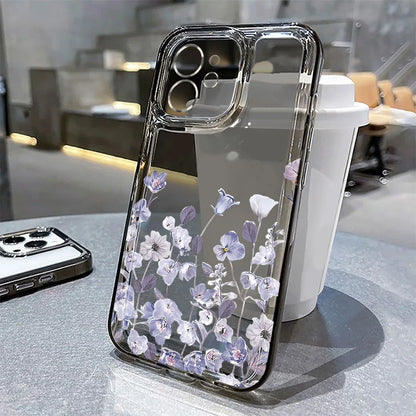 Flower Phone Case For iPhone 17 16 18 Pro Max 13 14 12 11 15 Pro Max 16e Air 7 Plus SE Shockproof Transparent Cover Soft Funda