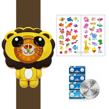 Boys Girls Watches Baby Kindergarten Party Gift Children Study time Toy Wristwatches Slap Bracelet Clock Cartoon Kids Watches