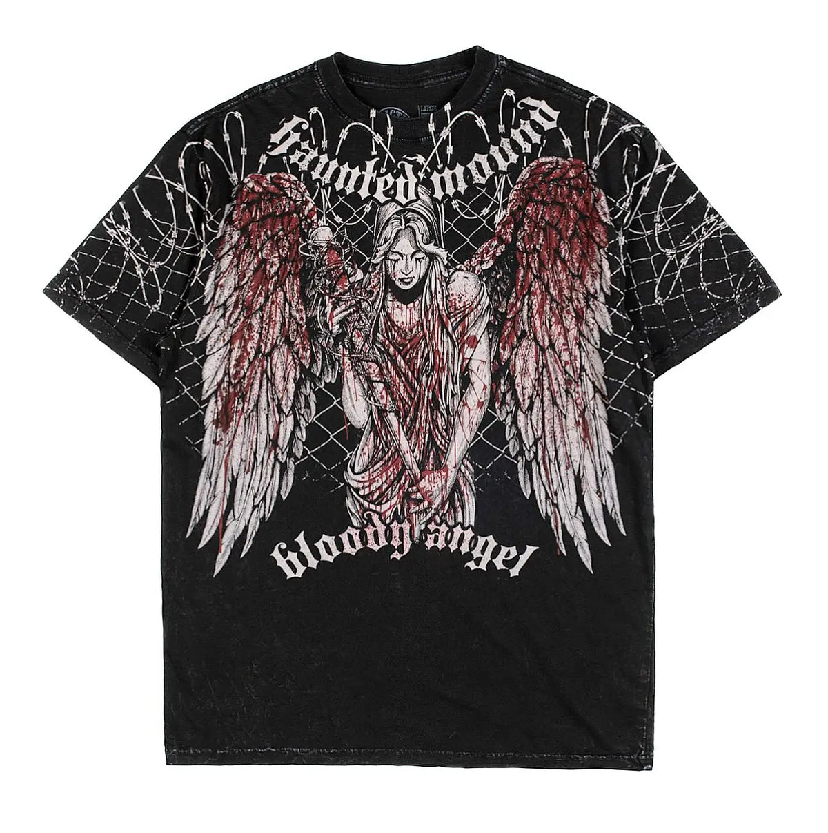 American Goth Haunted Mound Graphic T-shirt Printed Men Women Y2K Grunge Summer Short-sleeved Oversized T-shirt Streetwear Top