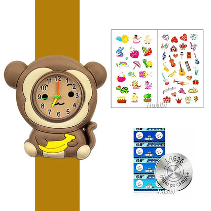Boys Girls Watches Baby Kindergarten Party Gift Children Study time Toy Wristwatches Slap Bracelet Clock Cartoon Kids Watches