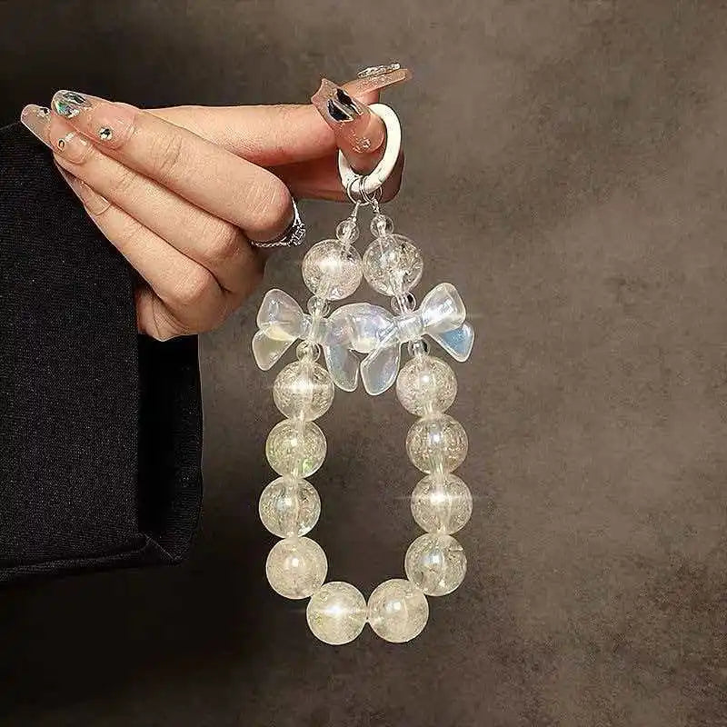 Phone Anti-lost Lanyard Key Short Wrist Pendant Colorful Macaron Round Bead Pendant Women's Hand-held Chain Mobile Phone Lanyard